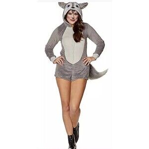 Women’s Adult Size Small Gray Wolf 1 pc Romper Costume W-2211